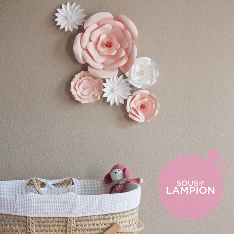 Large pink paper flowers for nursery decor
